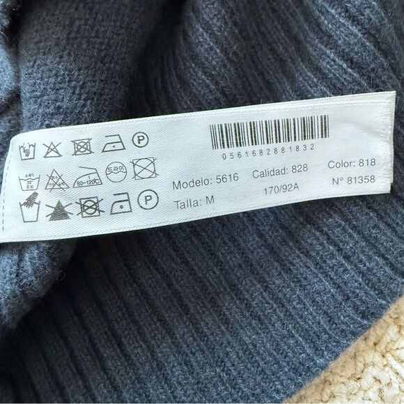 MASSIMO DUTTI Women’s Wool Cashmere Blend High Neck Knit Sweater Blue Medium - Picture 4 of 8